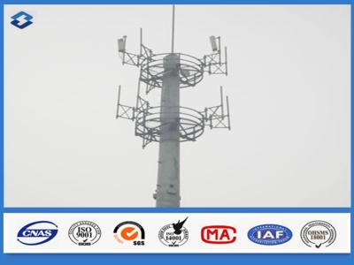 China 10 - 40 m Electric cell phone tower Steel Monopole mast Slip Joint Connection for sale