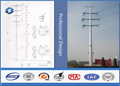 China 10KV 69KV Electric Transmission Street Lighting Pole , Hot Dip Galvanised Steel Pole for sale