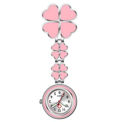 China Four Leaf Clover Nurse Watch Fob Pocket Doctor Watch Hanging Hospital Gift Luminous Medical Clock Sun Pattern Literal for sale