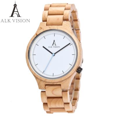 China ALK Vision Wood watch male female couple watches maple wooden wrist watch for men women ladies Lovers Watch casual white for sale