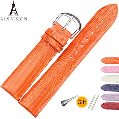 China Genuine True Leather Watchband Lizard Skin Pattern Watch Band Cow Leather Straps 14 16 18 20mm Pin Buckle Watch Strap Or for sale