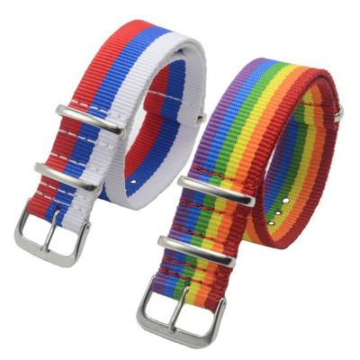 China LGBT Pride Rainbow Nylon Band for Watch Russian Flag Strap Men Women Watches Accessory Canvas Bracelet Wristband 18 20 2 for sale