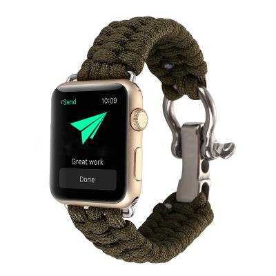 China Woven Rope nylon strap Band for apple watch series 4  42/38/44/40mm parachute cord Watch Strap For iwatch Survival Outdo for sale