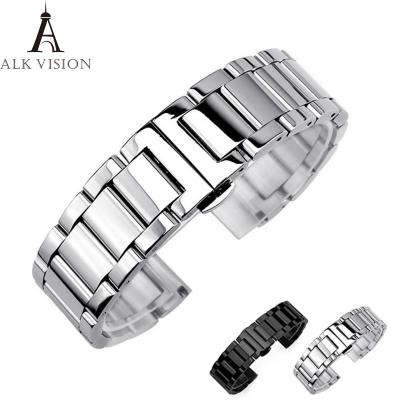China Stainless Steel WatchBand men's bracelet for watches ladies wrist watches Butterfly buckle 18 20 22 24mm watch stra for sale