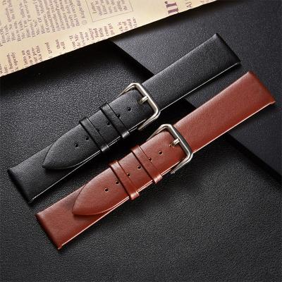 China Black brown watchband Leather Men Women Watch Band  12 14 16 18  20  22 24mm  Wrist Watch Strap On Belt Bracelet Metal B for sale