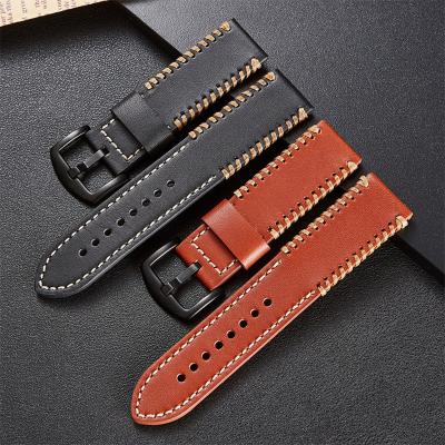 China Vintage Genuine Leather Watchbands 22mm Bracelet Band watches Accessories parts for Samsung Gear sport s2 S3 galaxy Huaw for sale