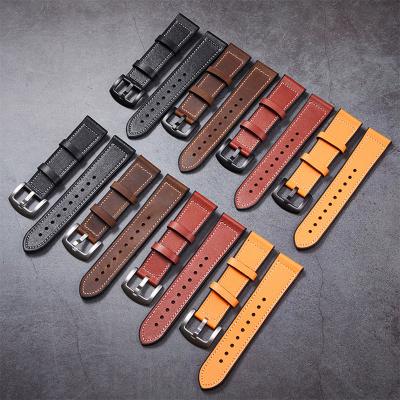 China Watch Band Leather Watch Strap 4 Colors Watchbands Wrist Watch Belt 22mm Stainless Pin Buckle Black 22mm for SUNSUMG Sma for sale