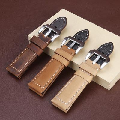 China Abrasive leather watch belt watch fashion bracelet belt wrist light brown darkbrown khaki 22mm 24mm26mm for sale