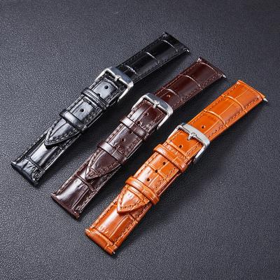 China 2020 leather strap shiny double-sided leather strap quick release switch raw ear watch with pin buckle strap watch acces for sale