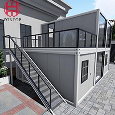China Zontop Modern Flat Pack Portable Living 40 Ft Flat Pack Shipping Container Two Bedroom Prefab Container House for sale