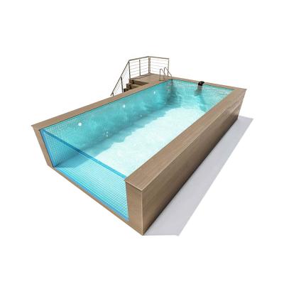China Endless Pool Shipping Container Swimming Pool with Rectangular Fiberglass Pool and Spa for sale