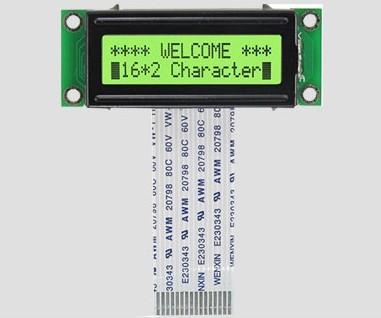 China Monochrome Character LCD Display Module 16x2 Yellow Green Backlight Color for sale
