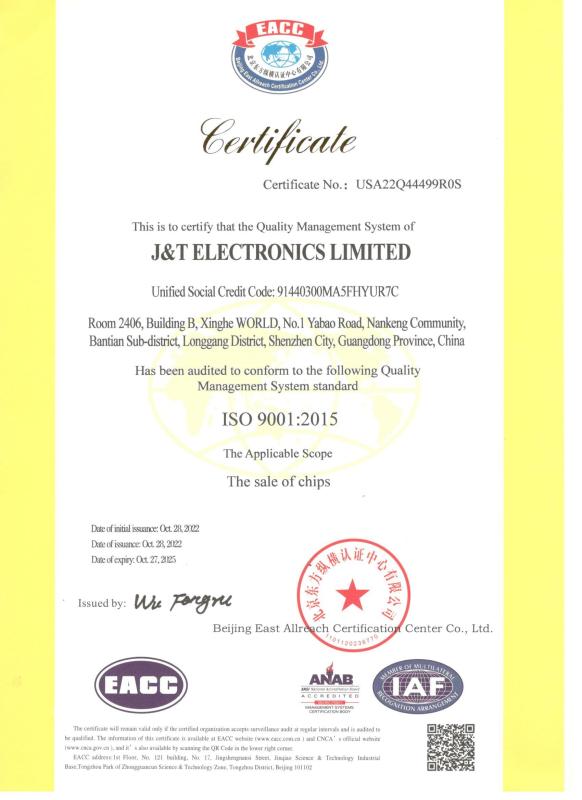 ISO9001 - J&T ELECTRONICS LTD