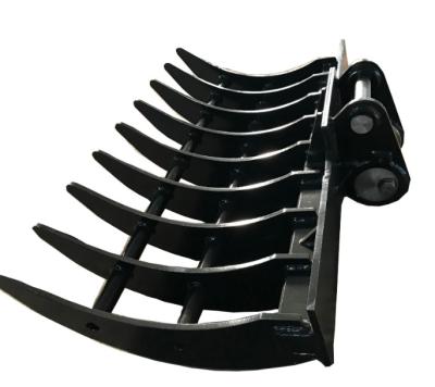 China PC335 PC330 Excavator Rock Rake Garden Grass Leaf Cleaning Rakes for sale