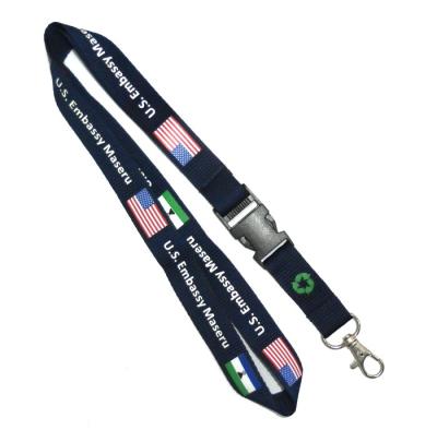 China Plastic Buckle Multicolor Breakaway Neck Lanyards 1 Side Recycled PET for sale