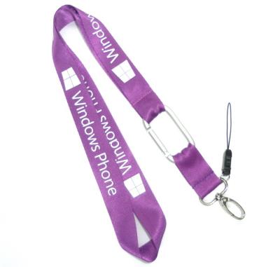 China Purple ID Cards / Pocket Knife Nylon Neck Strap With Silver Carabiner Hook for sale