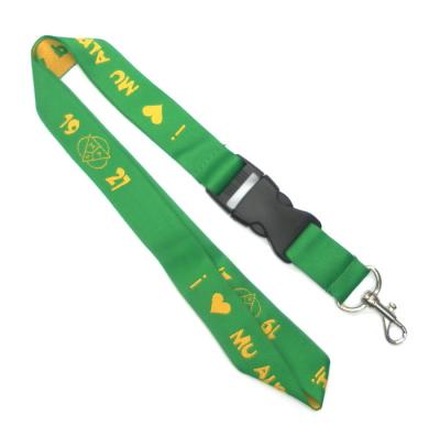 China Eco-Friendly Green Woven Lanyards Neck Strap With Carabiner Metal Hook for sale