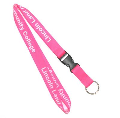 China Cute Branded Identification Woven Pink Lanyards For Business Conference for sale
