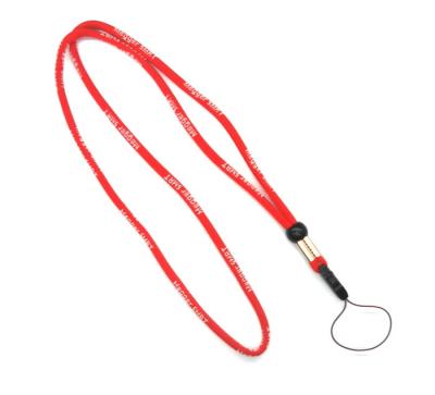 China Metal Ring Hook Name Tag / ID Card Lanyards Rope Cord 5MM Diameter With Simply Logo for sale