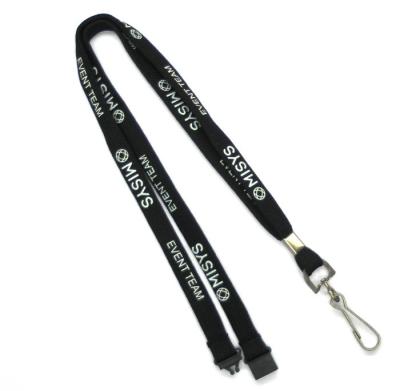 China Black Tubular Lanyards , Key Chains Neck Strap With Metal Swivel J Hook for sale