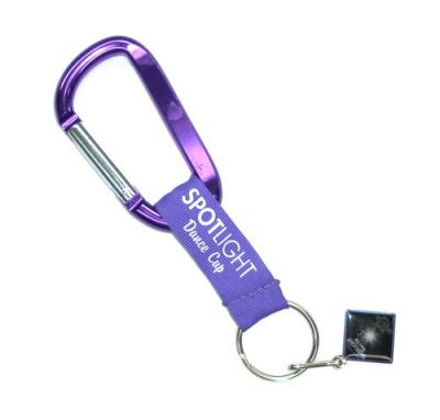 China Siebdruck-Druck-Logo Carabiner-Schlüsselanhänger, Polyester-Abzugsleine Keychain mit Revers Pin zu verkaufen