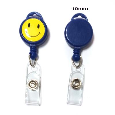 China Flat Back Round Lanyard Retractable Badge Reels , Retractable Key Reels for sale