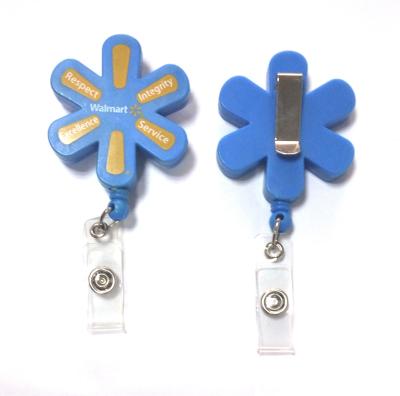 China Plastic Pull Durable Retractable Key Reels Eco-Friendly Flower Shaped for sale