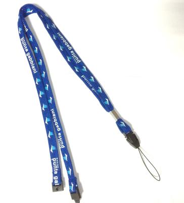 China CMYK Silk Screen Priting Woven Polyester Lanyard / Cell Phone Neck Strap With Metal Crimp Safety Buckle for sale