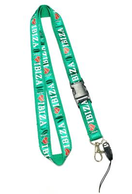China Delicate Shiny Green Cell Phone Neck Lanyard With Love IBIZA Logo Safety Buckle for sale