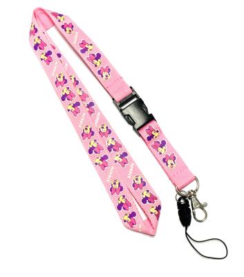 China Disney Cute Pink Mickey Detachable Cell Phone Holder Lanyard With Silk Screen Print for sale