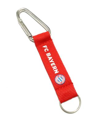 China Red Durable Carabiner Key Chain With Silk - screen Printing Logo Polyester Lanyard for sale