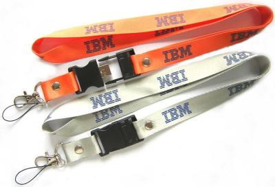 China Simple Shiny Flat IMB Logo Nylon Neck Strap Personalised With USB Buckle Metal Hook for sale