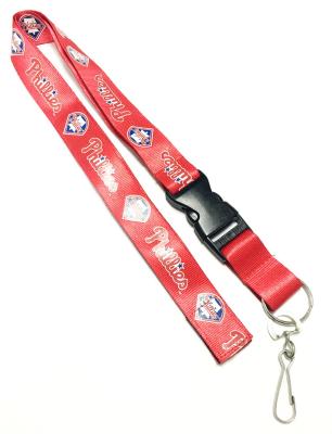 Chine Courroie en nylon rouge fraîche de clé de cou de 3 couleurs avec le porte-clés coloré de crochet en J de logo à vendre