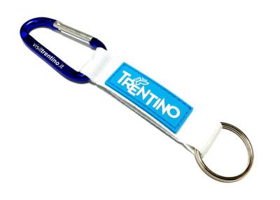 China White Lanyard Sewing Rubber PVC Logo Custom Carabiner Keychain For Simple Brand for sale