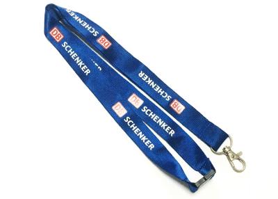 China Blue Logo Nylon Neck Strap Both Sides Metal Hook Safety Breakaway 900*20 Mm for sale