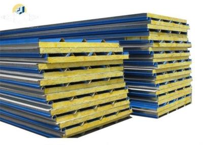China Rock Wool Metal Sandwich Panels Fire Resistant With Smooth Edges for sale