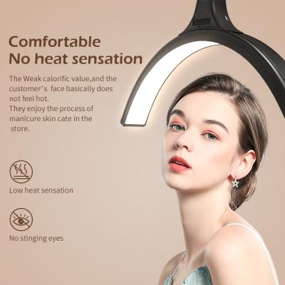 China 60 W Lash LED Half Moon Light With Stand Phone Holder For Makeup Eyebrow Tattoo Half Ring Lamp for sale