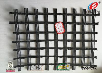 China Durable Polyester Geogrid Reinforcing Fabric High Tensile Strength BLACK for sale