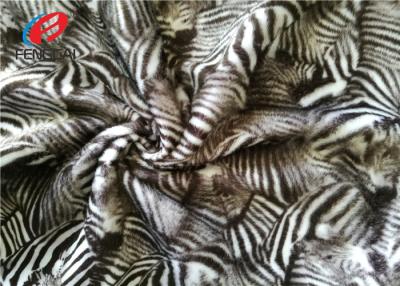 China Short Hair Printed Zebra Stripe Polyester Velvet Fabric , Minky Plush Toy Fabric for sale