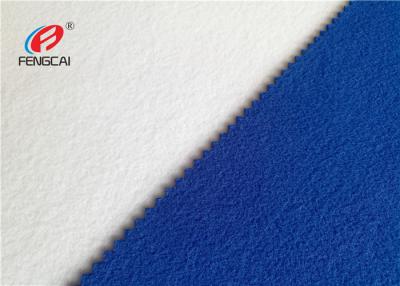 China Tela polar del paño grueso y suave del color del poliéster de Spandex del cepillo azul de la tela para la ropa en venta