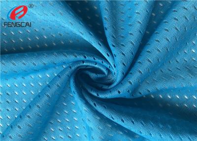 China Blue Colour 100% Polyester Sports Mesh Fabric Athletic Garment Material for sale