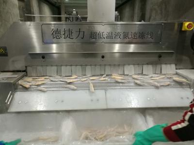 China Os peixes instantâneos vegetais do congelador de explosão do túnel alimentam o processamento do congelador do túnel do nitrogênio líquido à venda
