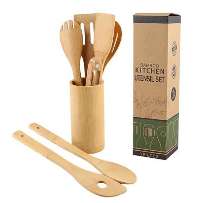 Cina Pc di bambù del set di strumenti 7 della cucina degli utensili da cucina del commestibile per i vasi antiaderanti in vendita