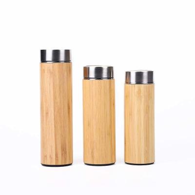 China 550ml 350ml Bamboo Stainless Steel Bottle Insulated Tea Bottle With Tea Infuser for sale