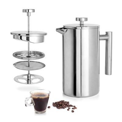 China 350ml Double Wall Stainless Steel Coffee Press Palm Restaurant French Press for sale
