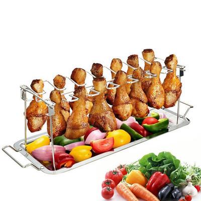 Cina La griglia del BARBECUE di LFGB fornisce una coscia di pollo Wing Rack For Smoker di 14 scanalature in vendita