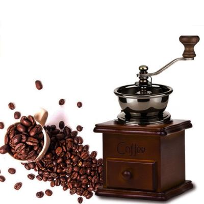 China 8oz Beech Vintage Hand Crank Manual Coffee Grinder For Espresso for sale
