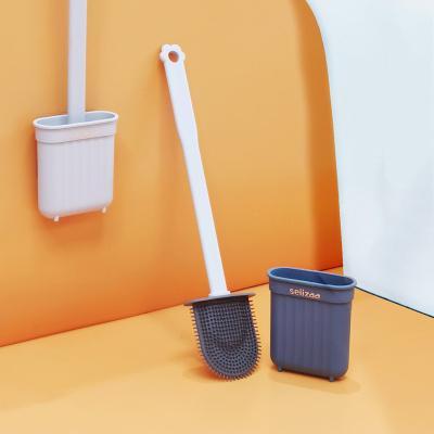 China OEM ODM Silicone Bristle Toilet Brush And Holder Set Home Bathroom Accessories for sale