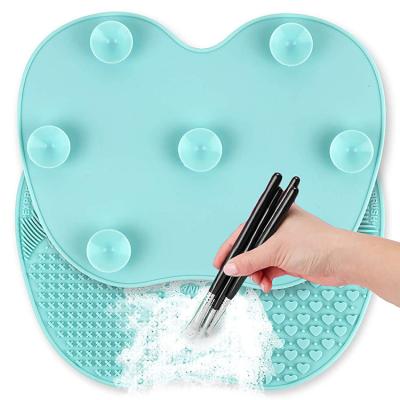 China FDA 22.5*17cm Silicone Brush Cleaning Mat With Suction Cups for sale
