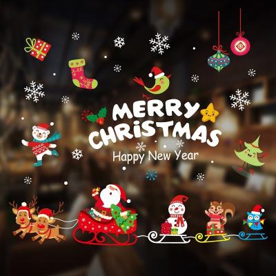China PVC Static New Year Santa Claus Christmas Glass Sticker for sale